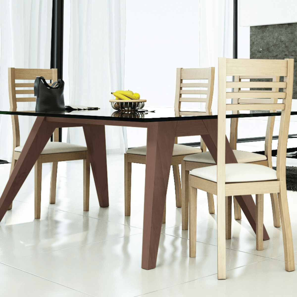 Mesa comedor madera y vidrio París - mesa comedor | Greenwoods Chile